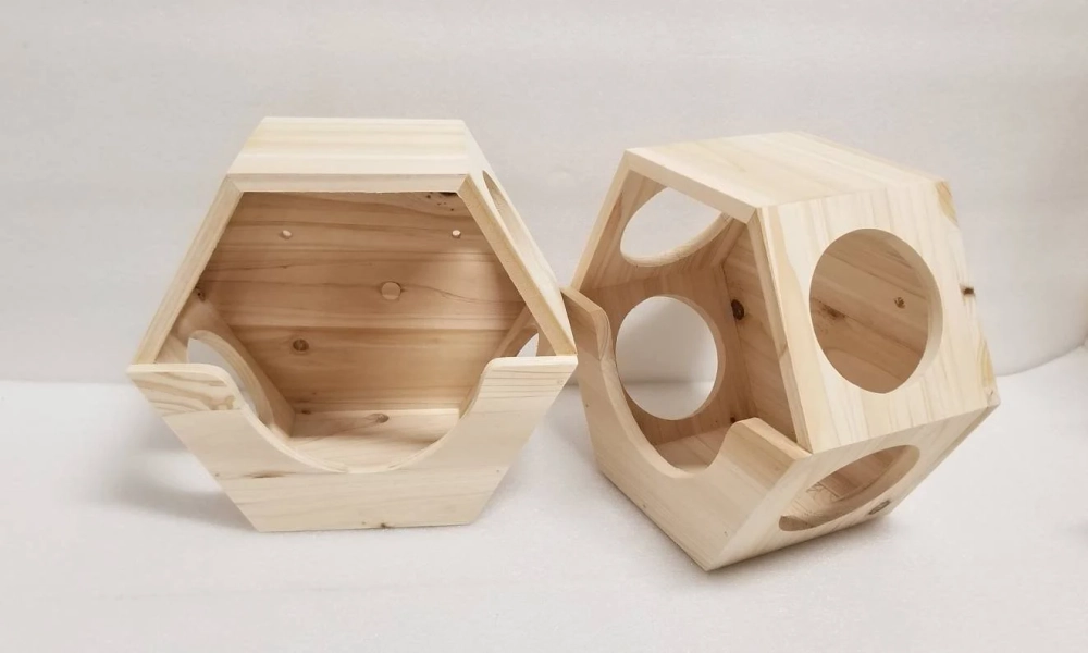 Wood Honeycomb Play House Box for Chinchilla Rat Small Pets