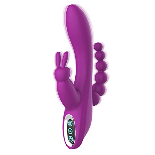 3 in 1 G-Spot Rabbit Anal Dildo Vibrator Adult Sex Toys with 7 Vibrating Modes for Women - Adorime Silicone Waterproof Rechargeable Clitoris Vagina Stimulator Massager Sex Things for Solo or Couples