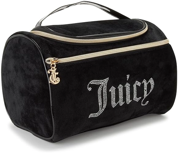 Juicy Couture Women's Cosmetics Bag - Hanging Travel Makeup and Toiletries Small Duffel Bag, Black