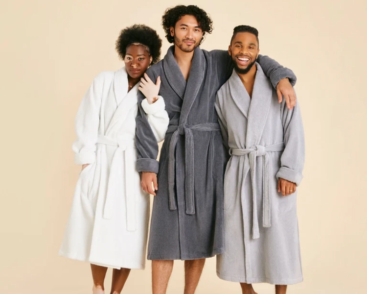 Super-Plush Robe | Striped Botanical Green / M