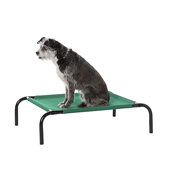 Amazon Basics Cooling Elevated Dog Bed with Metal Frame, X-Small, 28 x 21 x 7 Inch, Green