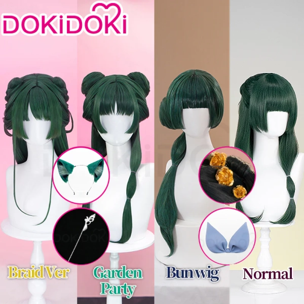 【Ready For Ship】DokiDoki Anime The Apothecary Diaries Cosplay Mao Mao Wig / Hairpin/ Earring/ Bow Clip/ Necklace Maomao Long Straight Green Hair Maomao