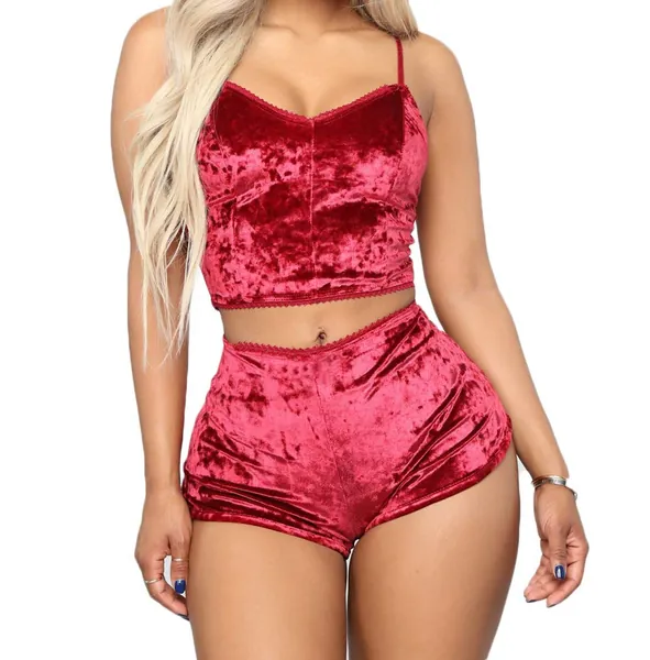 Women Sexy Strappy Babydoll Lingerie Satin Pajama Set Camisole with Shorts 2 Piece Sleepwear