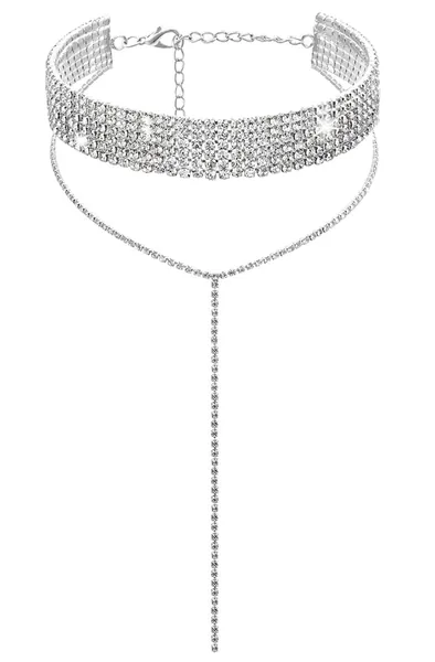 EFTOM Rhinestone Choker Necklaces Silver Sparkly Diamond Choker Crystal Necklace for Women Girls