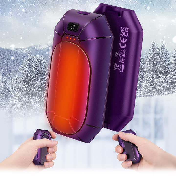 FYTSE 2-Pack Hand Warmers Rechargeable,Portable Electric Hand Warmers Reusable,USB 2 in 1 Handwarmers,Outdoor/Indoor/Working/Studying/Camping/Hunting/Golf/Pain Relief/Games/Warm Gifts for Men Women Kids - Purple