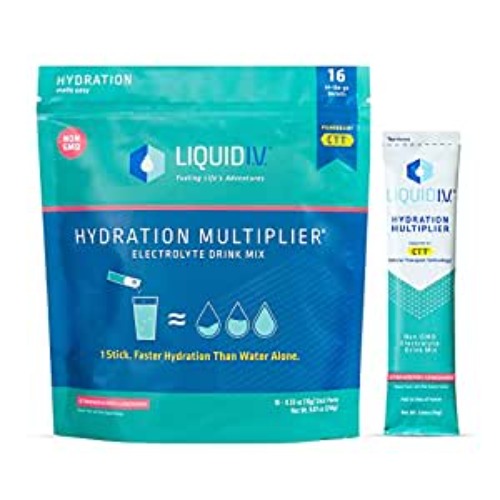 Liquid I.V. Hydration Multiplier - Strawberry Lemonade - Hydration Powder Packets | Electrolyte Drink Mix | Easy Open Single-Serving Stick | Non-GMO |16 Sticks - 16 Count (Pack of 1)