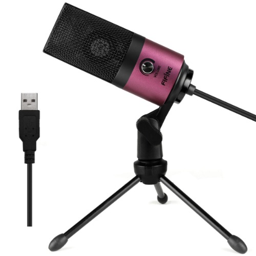 FIFINE USB Podcast Condenser Microphone Recording On Laptop, No Need Sound Card Interface and Phantom Power-K669 - Rose red
