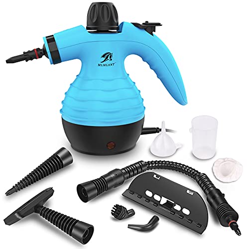MLMLANT Handheld Steam Cleaner, Multipurpose Portable Upholstery Steamer with Safety Lock and 9 Accessory Kit for Carpet, Couch, Clothes, Mattress, Car Seats, Kitchen, Floor Steamer Cleaning, Blue - Blue