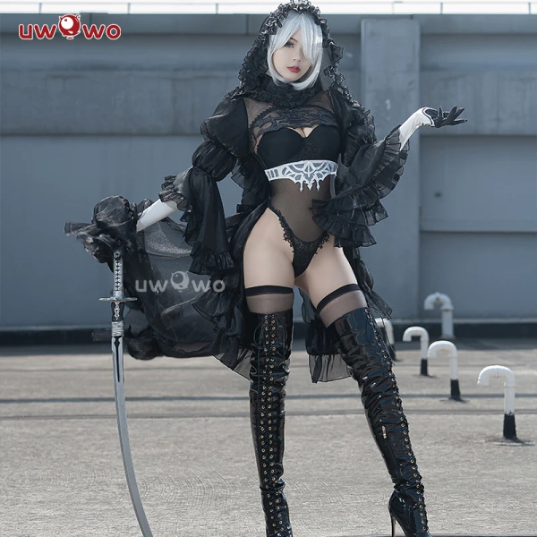 Uwowo Nier: Automata 2B Black Wedding Dress Bride Cosplay Costume