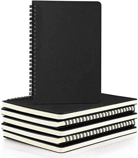 Edulearnable College Spiral Notebook,A5 3 Pcs Pack,Size 5.5X8.2 Inches Blank Travel Writing Notebooks Journal,Memo Notepad Sketchbook,Students Office Business Subject Diary Book Journal-Black Cover,120 Pages