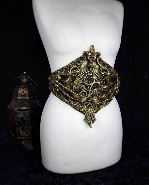 Waist Armor, Corset "Cathedral" skeleton hands, cosplay, fantasy, goth, vampire, belt, horror, larp, angel / Made to order