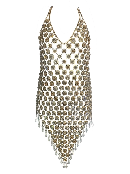 KELSEY RANDALL | MADE TO ORDER | CELINE gemstone chainmail halter dress