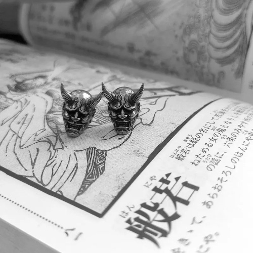 Vengeful Spirit Hannya Mask Stud Earrings