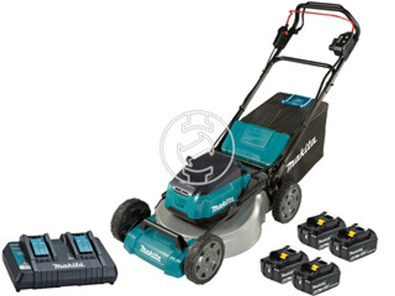 Makita DLM536PG4 masina de tuns gazon cu autopropulsie cu acumulator 2 x 18 V | 530 mm | 2,5 - 5 km/h | 2300 m² | Fara perii | 4 x 6 Ah acumulatori + incarcator
