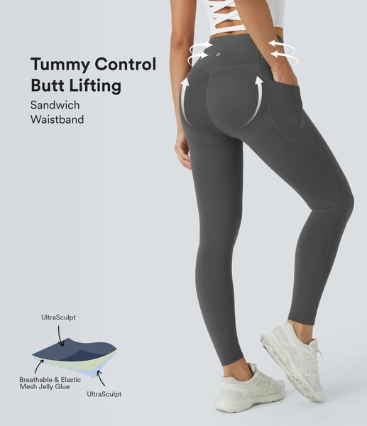 Halara UltraSculpt™ SoCinched High Waisted But* Lifting Tummy Control Side Pocket Shaping Workout Leggings