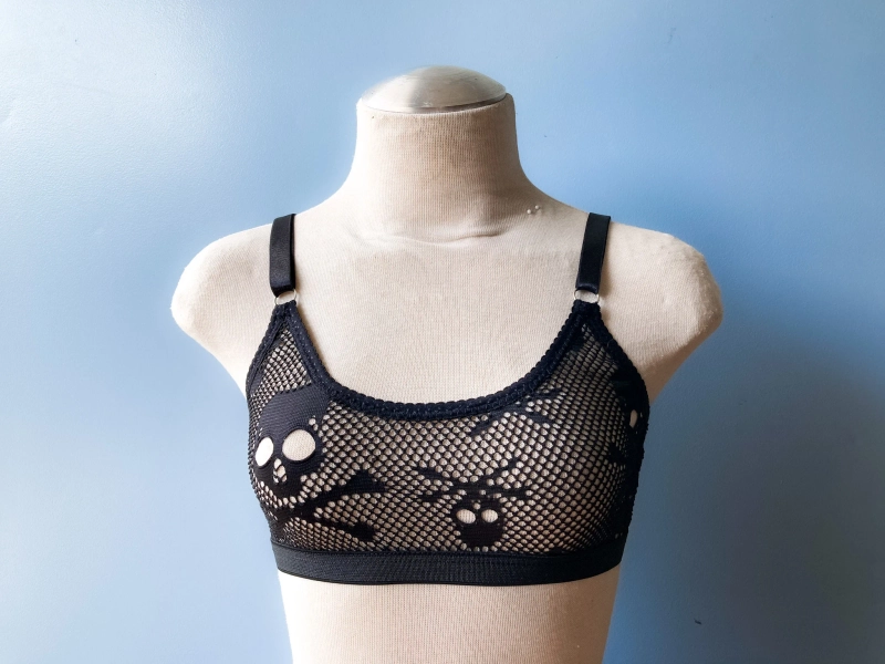 SPOOKY Bralette: Skull Fishnet