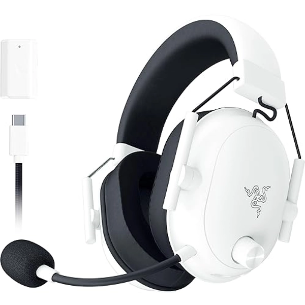 Razer Blackshark V2 Hyperspeed - PC Auriculares Inalámbricos para Juegos E-Sports Ligeros 280g (Micrófono de Banda Superancha, Diafragma Triforce 50mm, Espuma Aislante del Sonido, 70 Horas) Blanco