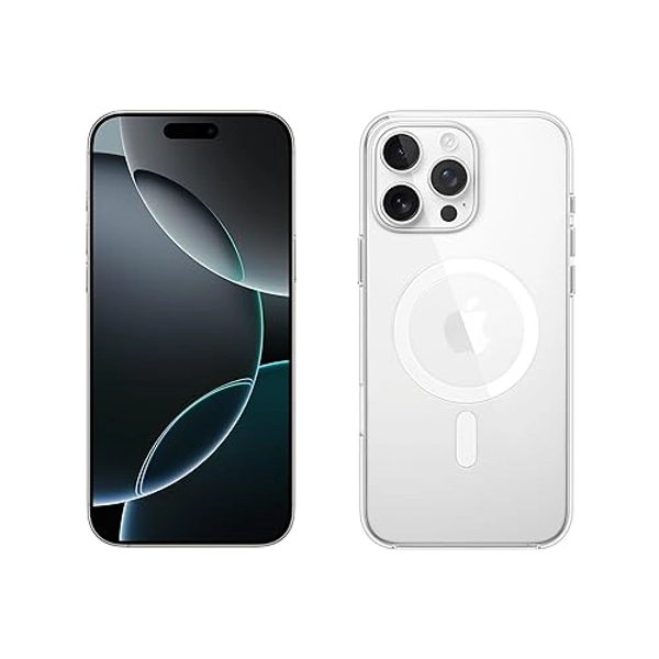 Apple iPhone 16 Pro Max (512 Go) - Titane Blanc + Coque Transparente avec MagSafe