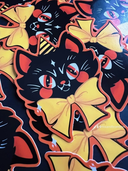 Halloween Sticker Cat Retro Vintage Kawaii  Black Cat Vinyl Sticker