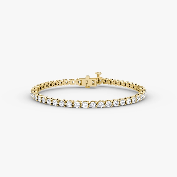 6" Tennis Bracelet in Yellow Gold with Medium Round Brilliant Cut VRAI