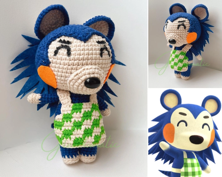 Mabel Animal Crossing Plush Doll - Custom Hedgehog Villager Crochet - Game Character Amigurumi - Special Toys for Kid