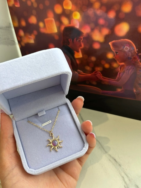 Rapunzel Sun Themed Necklace and Bracelet (Gold and Silver) From the Movie Tangled