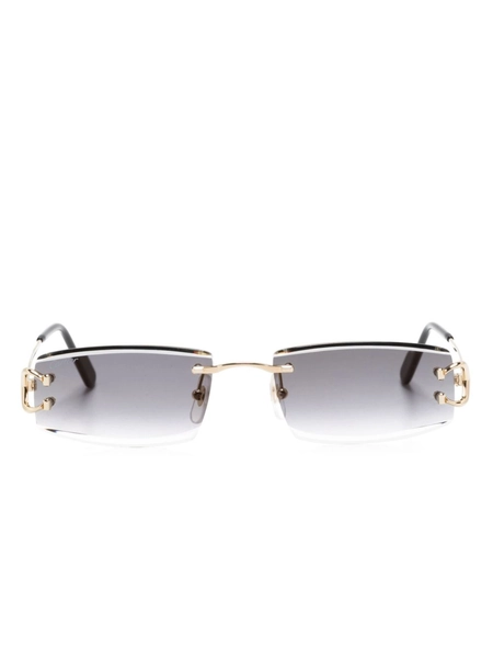 Cartier Eyewear rectangle-frame Rimless Sunglasses | Gold | FARFETCH AU