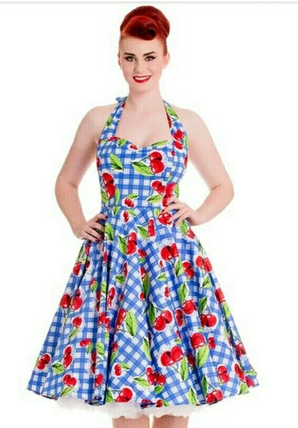 Cherry halter neck vintage dress size 6