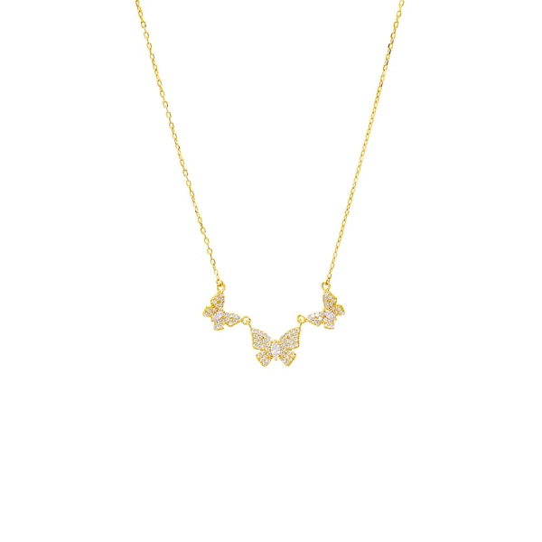 Pave Triple Butterfly Necklace