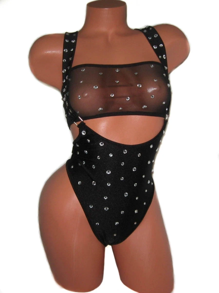 Rhinestones High Waisted Thick Shoulder Straps Shorts and Top RAVE FESTIVE Pole Exotic Fitness Performance Aerial Dance Burlesque Outfit