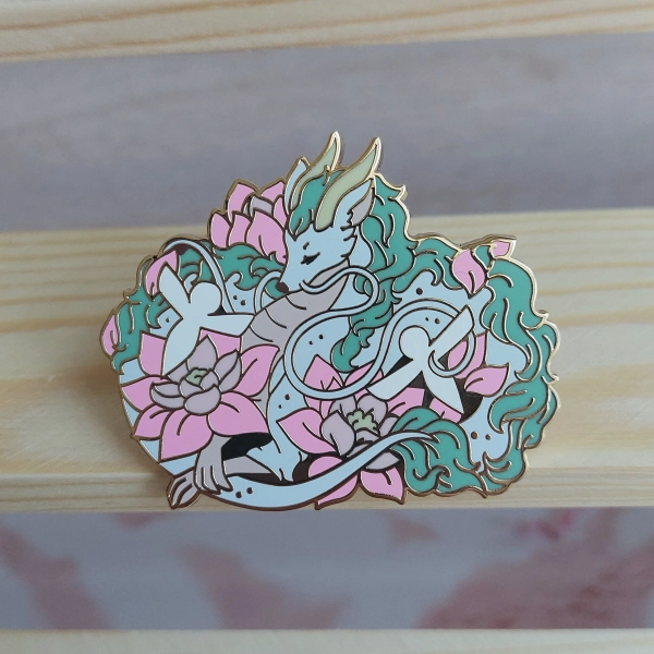 River Spirit Among the Lilies - Hard Enamel Pin