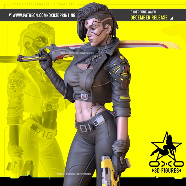 CyberPunk Waifu Tabletop Miniature