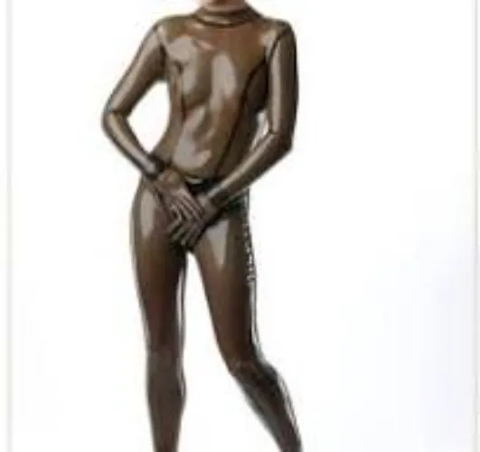 transparent smokey black neck entry latex catsuit