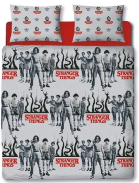 Official Stranger Things Duvet Cover Dark Side Design | Grey Reversible 2 Sided Duvet Cover, Official Merchandise, Matching Pillow Case (Double)