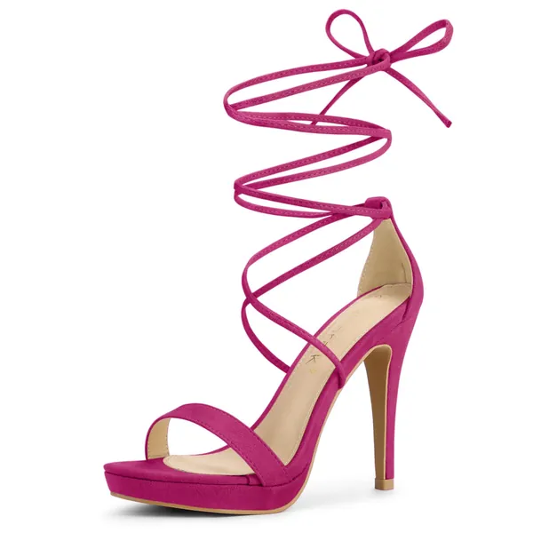 Allegra K Women's Platform Stiletto Heels Lace Up Sandals