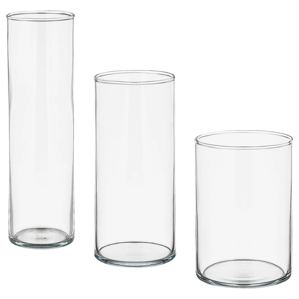 CYLINDER Vas set om 3 - klarglas