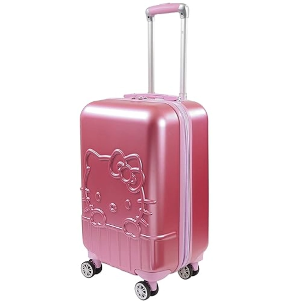 FUL Hello Kitty Carry On Luggage, Molded Hardshell Rolling Suitcase with Spinner Wheels, Pink, 21 Inch