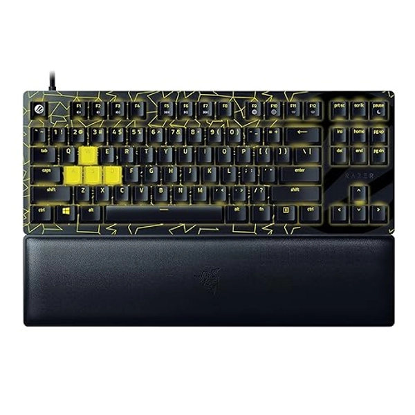Razer Huntsman V2 TKL Gaming Keyboard: Fast Linear Optical Switches Gen2, Sound Dampeners, 8000Hz Polling Rate, Detachable Type-C Cable, UV-Coated Keycaps, Wrist Rest - ESL Edition