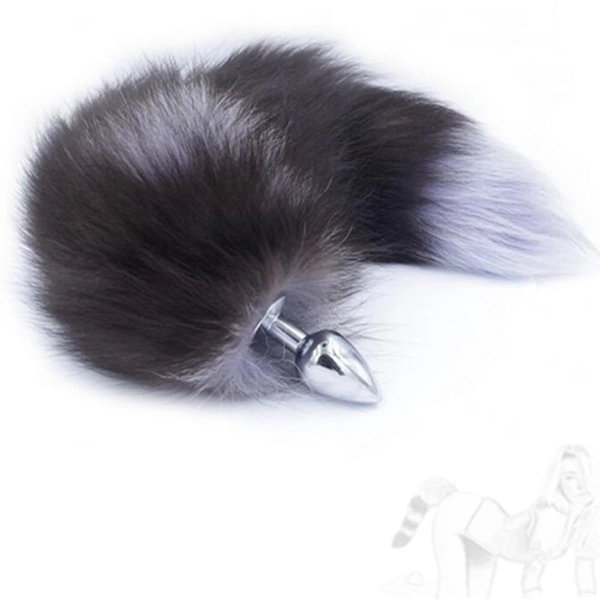 Ny högkvalitativ plysch räv svans fetisch plugg par cosplay spela leksaker rollspel rekvisita svans set (grå)