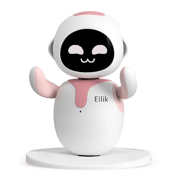 ENERGIZE LAB Eilik Pink - Touch Interactive Toys, Cute Robot Pets with Abundant Emotions. Idle Animations&Mini-Games, Unique Gift for Girls & Boys. Support Update.