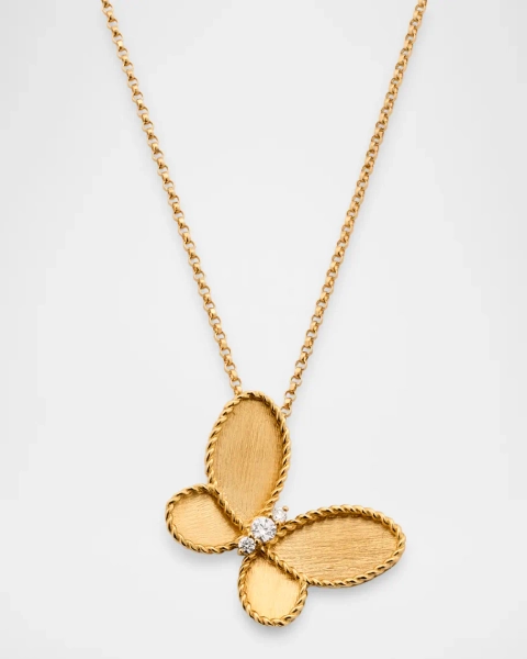 Jasmine 18K Yellow Gold Diamond Butterfly Pendant Necklace