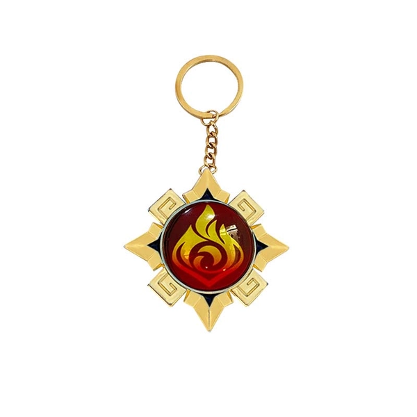 Translucent Natlan Vision Keychain Genshin Impact Vision Key Rings - Pyro