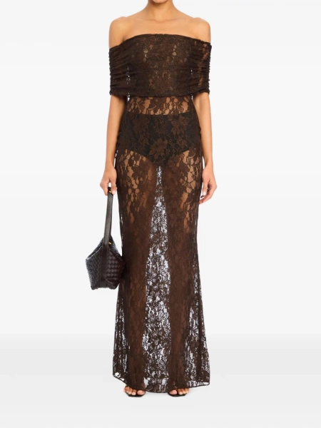 SEROYA Veda off-shoulder lace maxi dress | XXS
