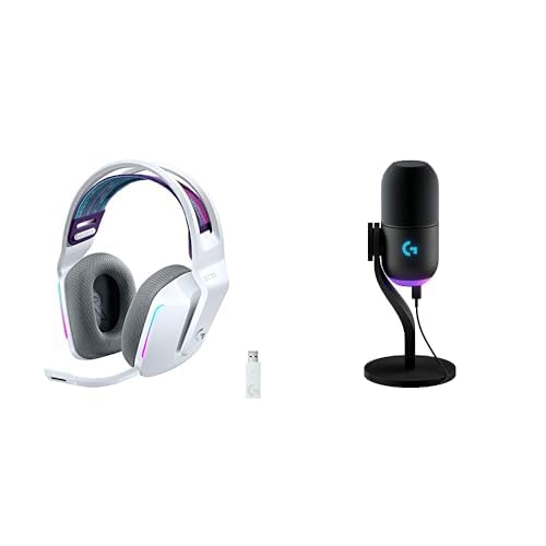 Logitech G733 Lightspeed Wireless Gaming Headset +Yeti GX Dynamic RGB Gaming Microphone with LIGHTSYNC, USB - White - White - Headset + Gaming Mic