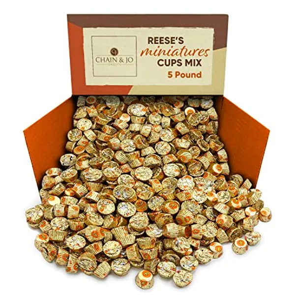 REESESMiniatures Milk Chocolate and Peanut Butter Cups Candy, Gluten Free, Individually Wrapped, 5LB Bulk Party Pack (5 Pounds)