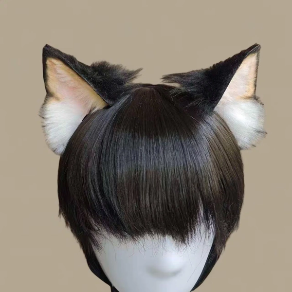 Realistic Black Shiba Inu Dog Ears Headband | Handmade Cosplay Animal Ears | Furry Wolf Fox Costume Accessories | Kawaii Hair Band