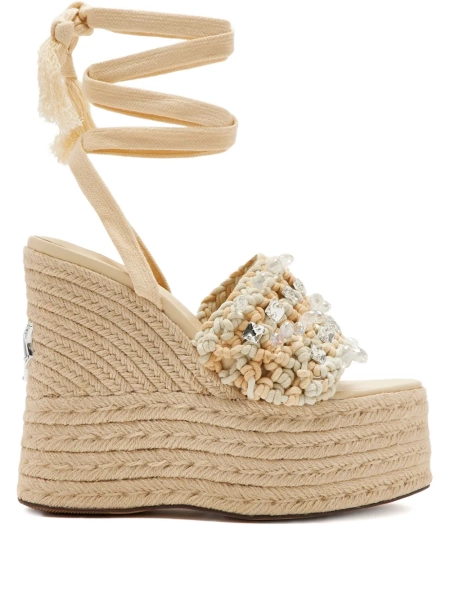 140mm Peony beaded woven wedge sandals | 38