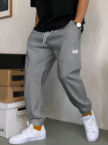 Heren Letter Patched Trekkoord Taille Joggingbroek