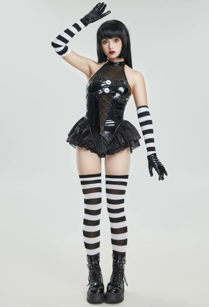  【软情趣】【meowcos】黑白条纹紧身衣情趣