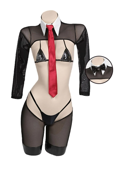 Damen Bunny Girl Sexy Pyjama Sexy Perspektive Anzug mit 78 cm Socken Kostüm